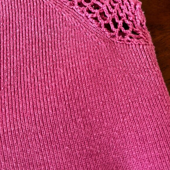 Vintage Christopher & Banks Hand Crochet Pink Short Sleeve Top Women's Large L - Picture 12 of 12